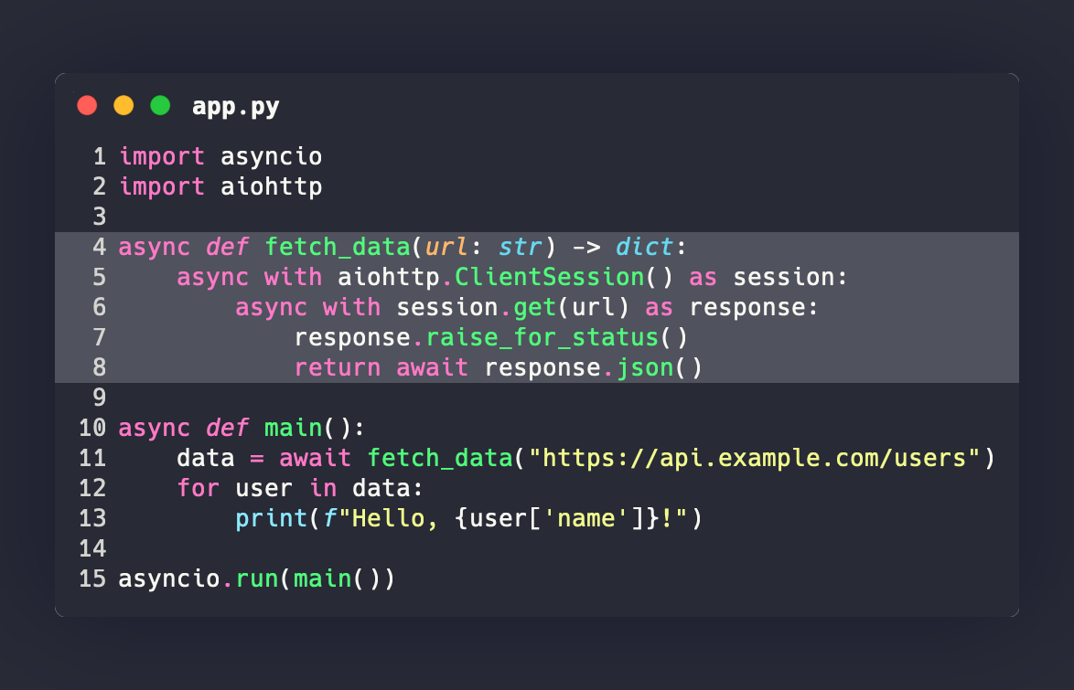 Dracula theme example